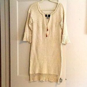 Nicole Miller Crocheted Cotton/Linen Dress